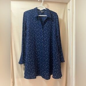 ⚫️ BOGO Primark star design mini dress with bell sleeves and tie detail navyblue